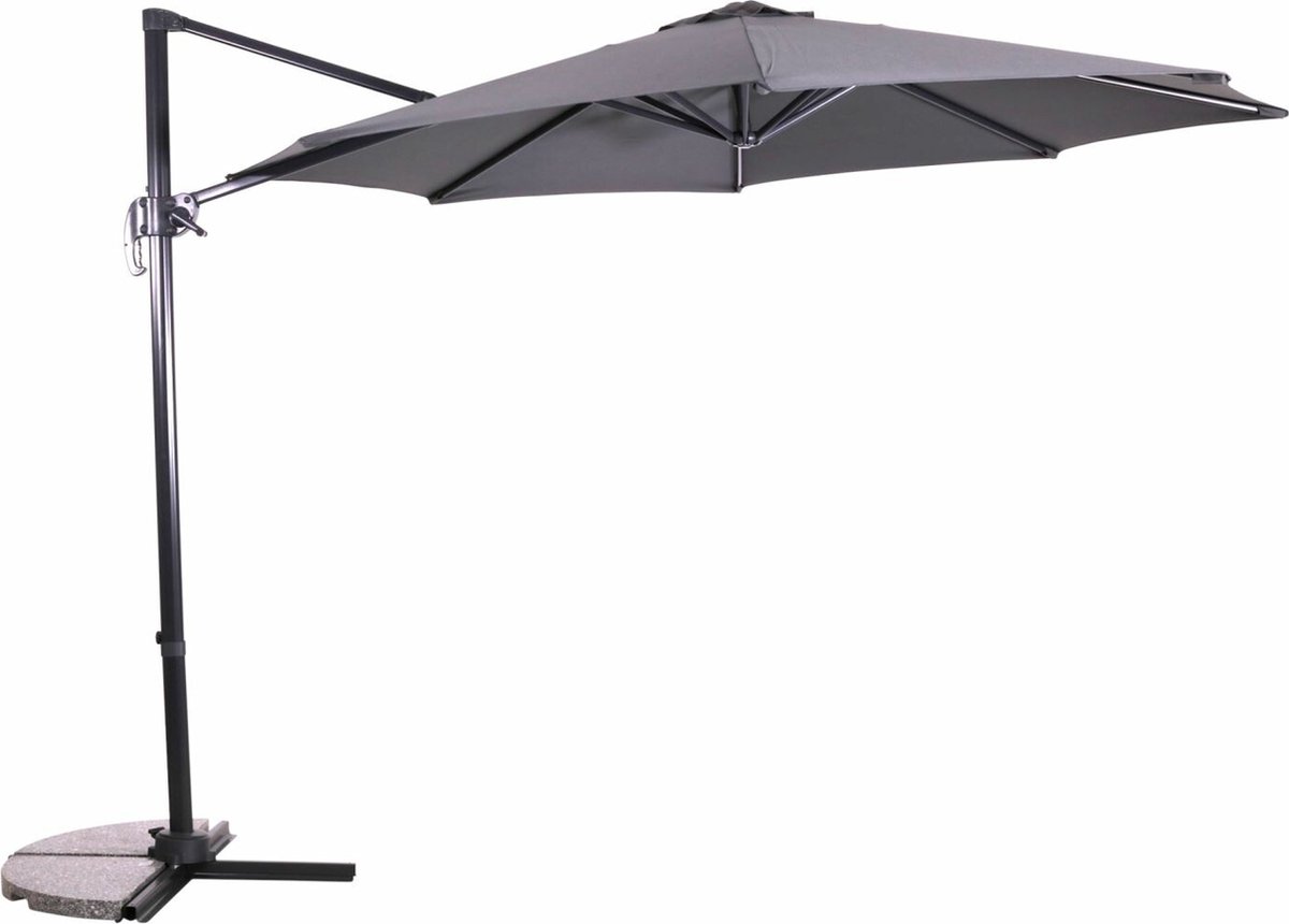 Zweefparasol Libra Grijs Ø300 cm - inclusief kruisvoet & hoes (8714365531469)