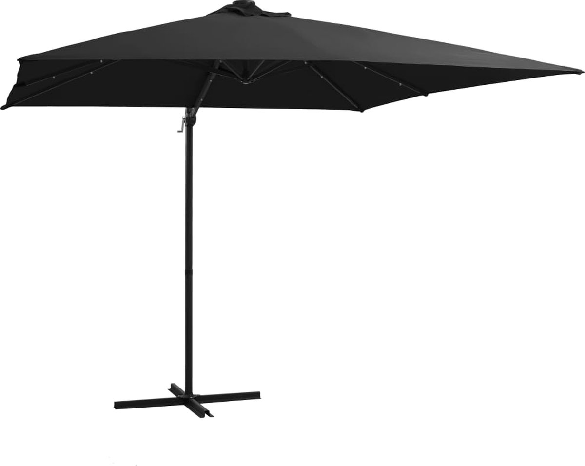 vidaXL Zweefparasol met LED-verlichting stalen paal 250x250 cm zwart (8719883758978)