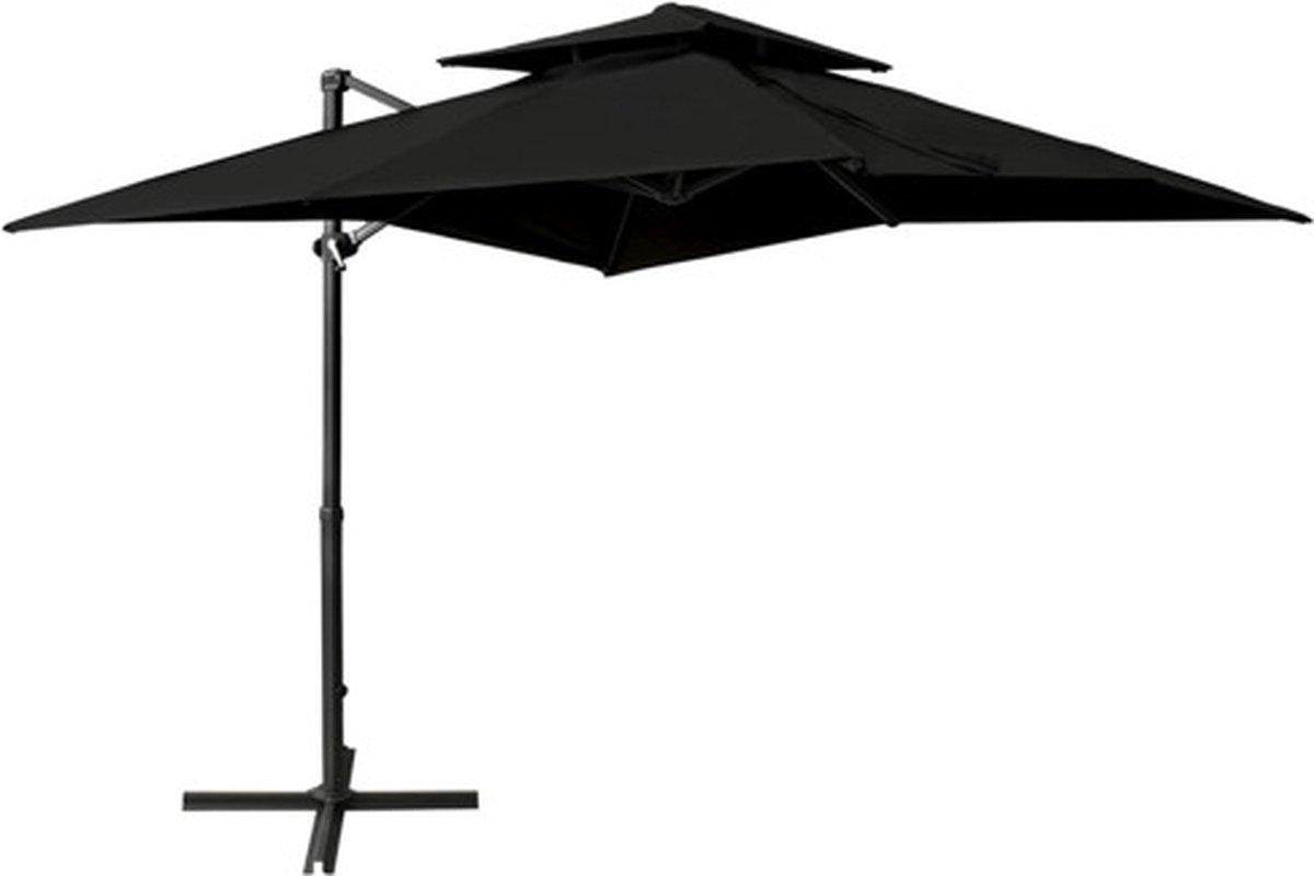 vidaXL Zweefparasol met dubbel dak 250x250 cm zwart (8720286181607)