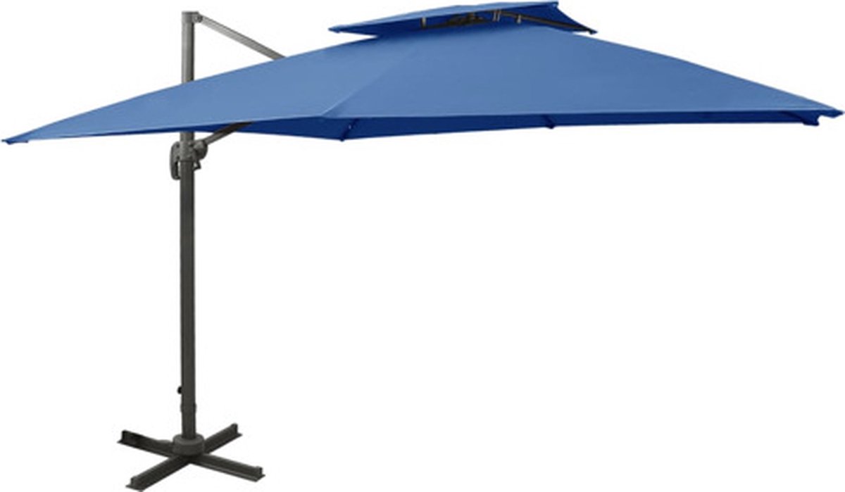 vidaXL Zweefparasol met dubbel dak 300x300 cm azuurblauw (8720286181829)