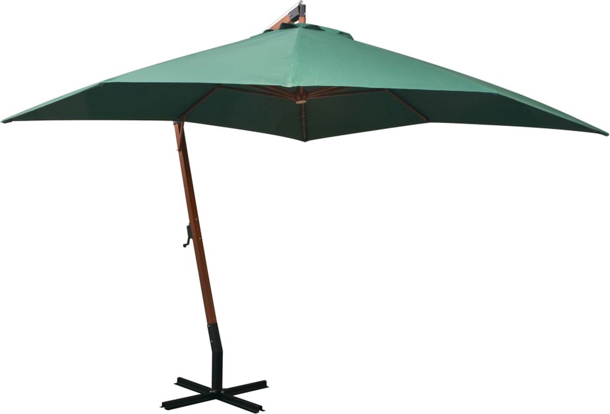 vidaXL Zweefparasol met houten paal 300x300 cm groen (8718475505556)