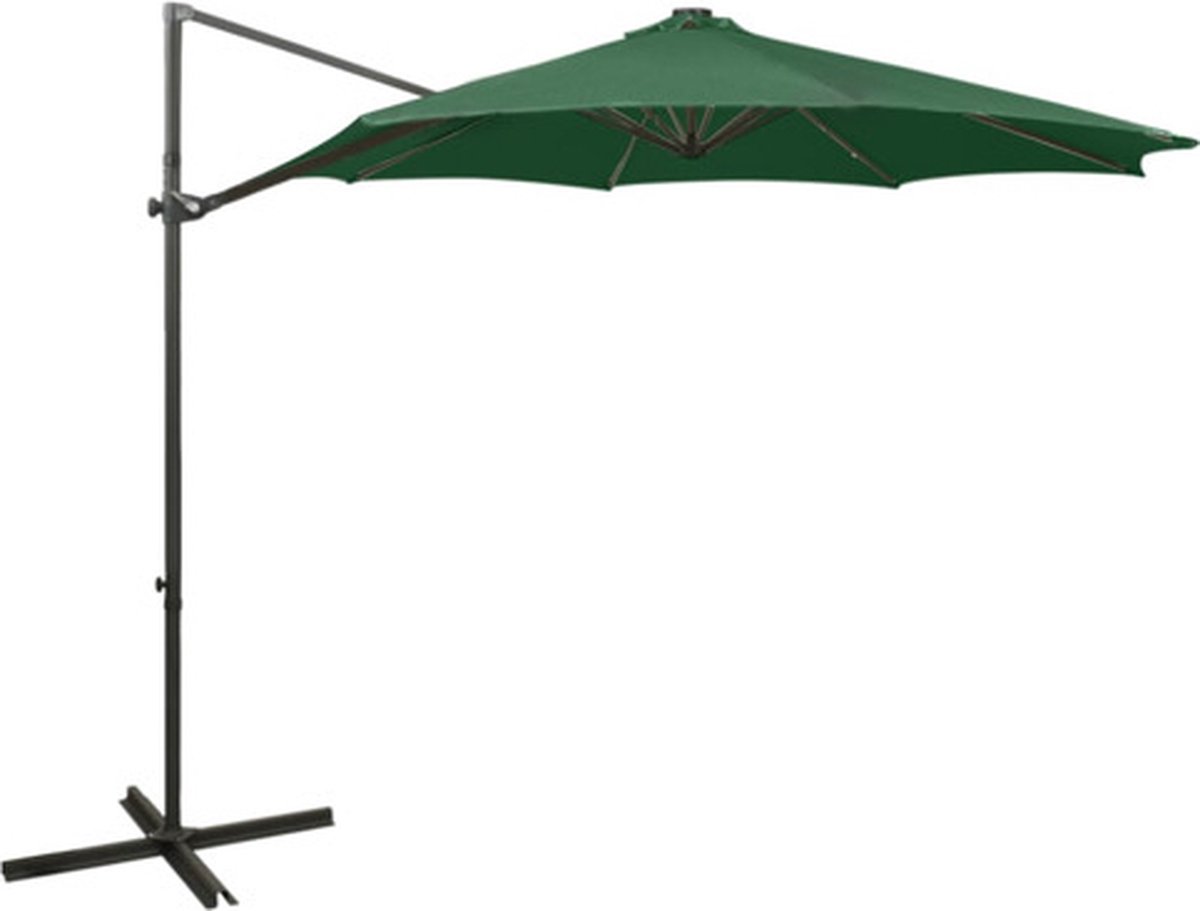 vidaXL Zweefparasol met paal en LED-verlichting 300 cm groen (8720286181416)