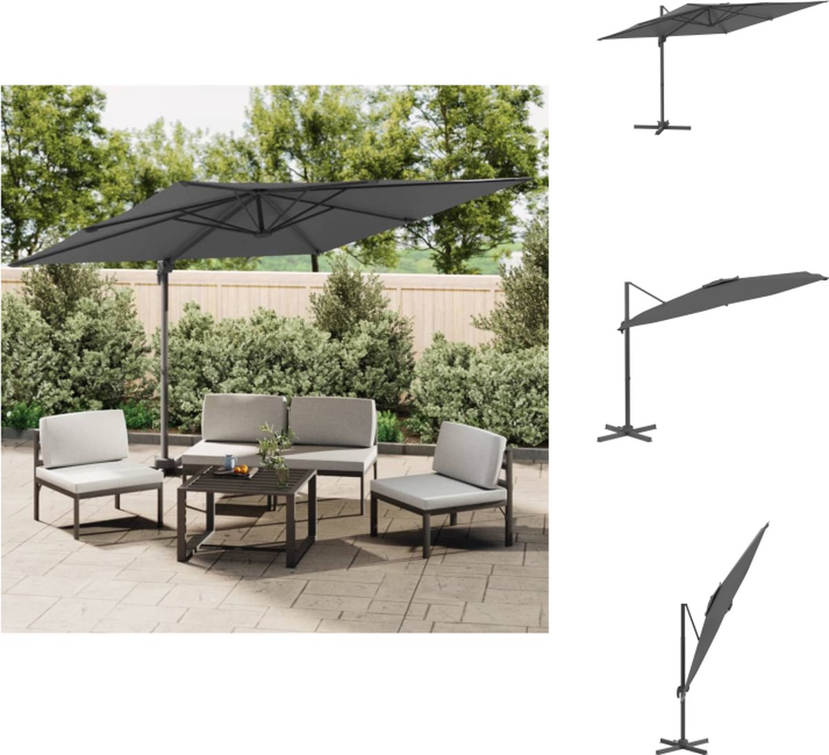 vidaXL Zweefparasol - Antraciet - 300 x 300 x 258 cm - Kantelbaar - 360 graden draaibaar - Zwenksysteem - Parasol (8721096023392)