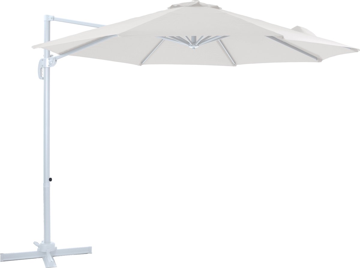 AXI Marisol Zweefparasol Ø 300cm Wit/Beige - Gepoedercoat aluminium frame met kruisvoet - 360° Draaibaar - Kantelbaar - UV werend doek (8720365063428)