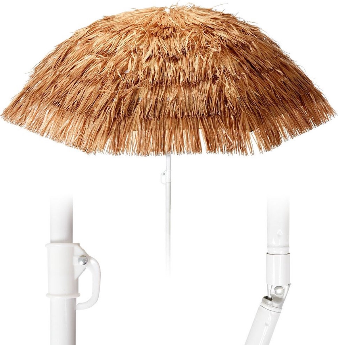 Tuinparasol Raphia Hawaiian 155 cm - Zweefparasol - Parasol - Buiten - Tuin - Strandparasol - Stokparasol (5904316445126)