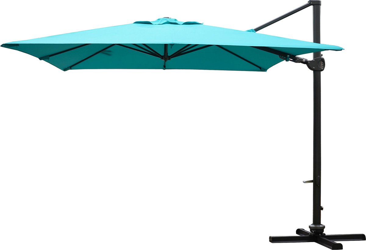 Cosmo Casa Catering Zweefparasol - Zwenkbaar - Polyester/Aluminium - 31kg - Turquoise - 3x3m (Ø4.24m) - Zonder Standaard (7595981085052)