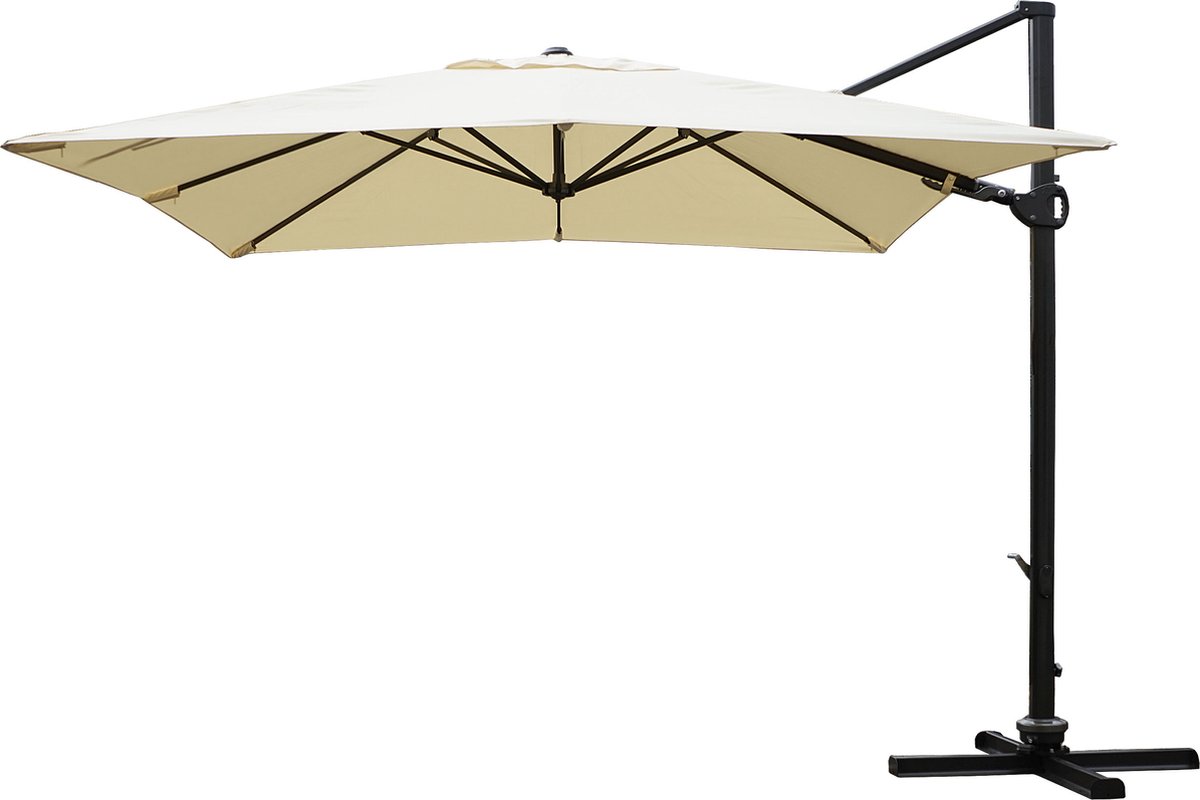 Cosmo Casa Restaurant Zweefparasol - Draaibaar - Polyester/Aluminium - 31kg - 3x3m (Ø4.24m) - Crème - Zonder Standaard (7595981085014)