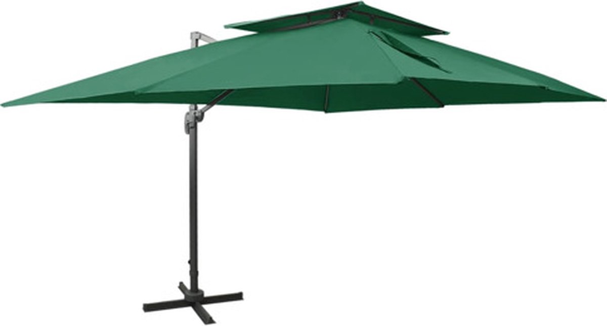 vidaXL - Zweefparasol - met - dubbel - dak - 400x300 - cm - groen (8720286181751)