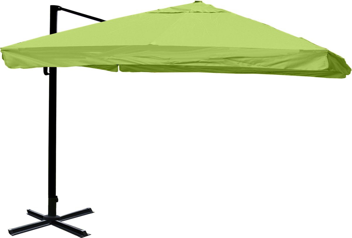 Zweefparasol MCW-A96, parasol, 3x3m (Ø4,24m) polyester/aluminium 23kg ~ klep, groen zonder standaard (4057651222905)