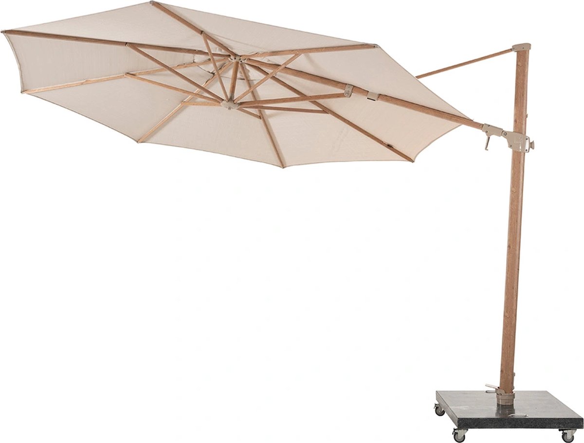 4 Seasons Outdoor Siesta Premium Zweefparasol ⌀350 - Sand/Houtlook Frame (8720087018034)