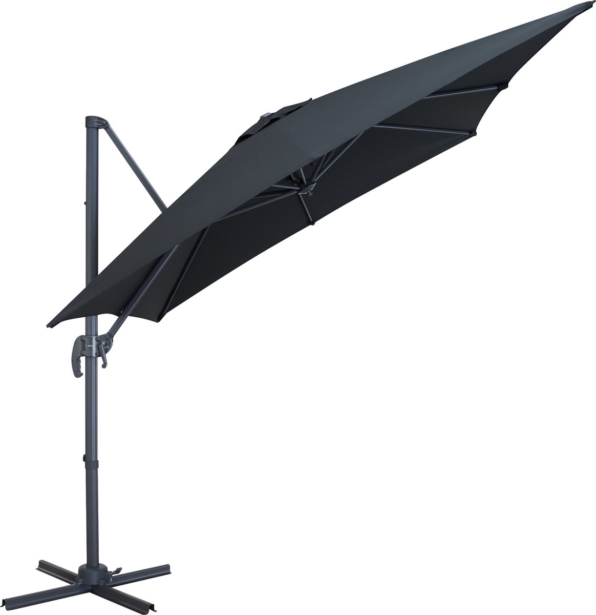 ACAZA Kantelbare Zweefparasol 250x250 cm - Sterke Zweef Parasol - Zwart (5400943021530)