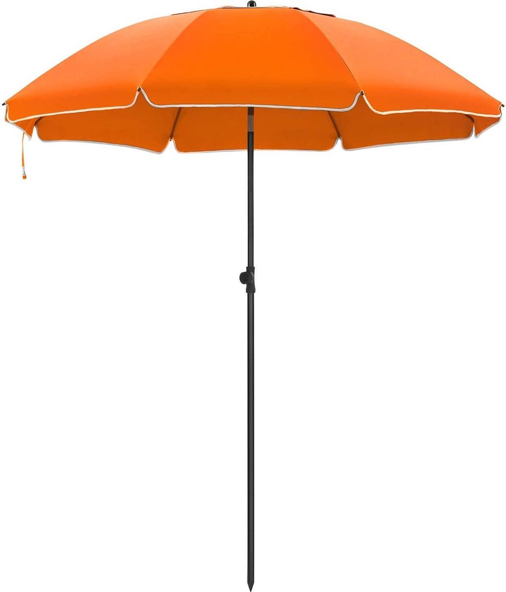 ACAZA Stokparasol - Strandparasol - 180 cm Diameter - rond / achthoekige Tuinparasol - Knikbaar - Kantelbaar - met Draagtas - Oranje (5400943015515)