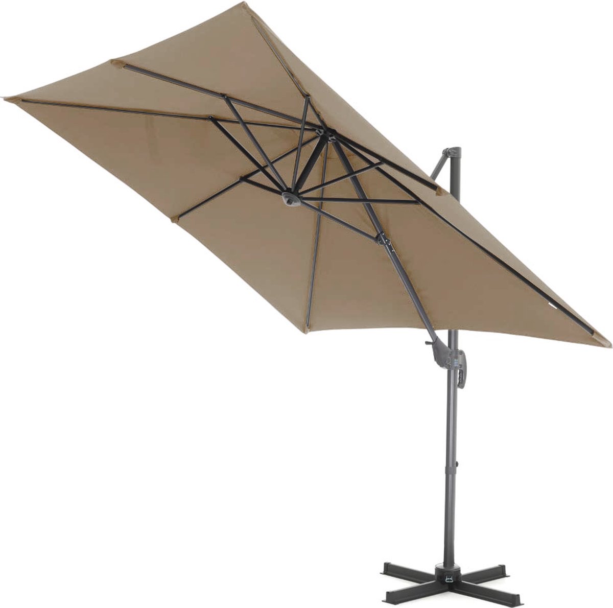 ACAZA Zweefparasols - Zweefparasol vierkant - 250x250 cm - Vierkant Zeil - Sterke Zweef Parasol - Taupe (5400943039382)