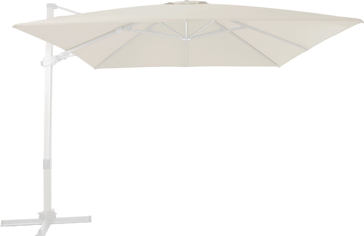 AXI Apollo Premium Zweefparasol 300x300 cm Wit/Beige - Gepoedercoat aluminium frame met kruisvoet - 360° Draaibaar - Kantelbaar - UV werend doek (8720365063510)