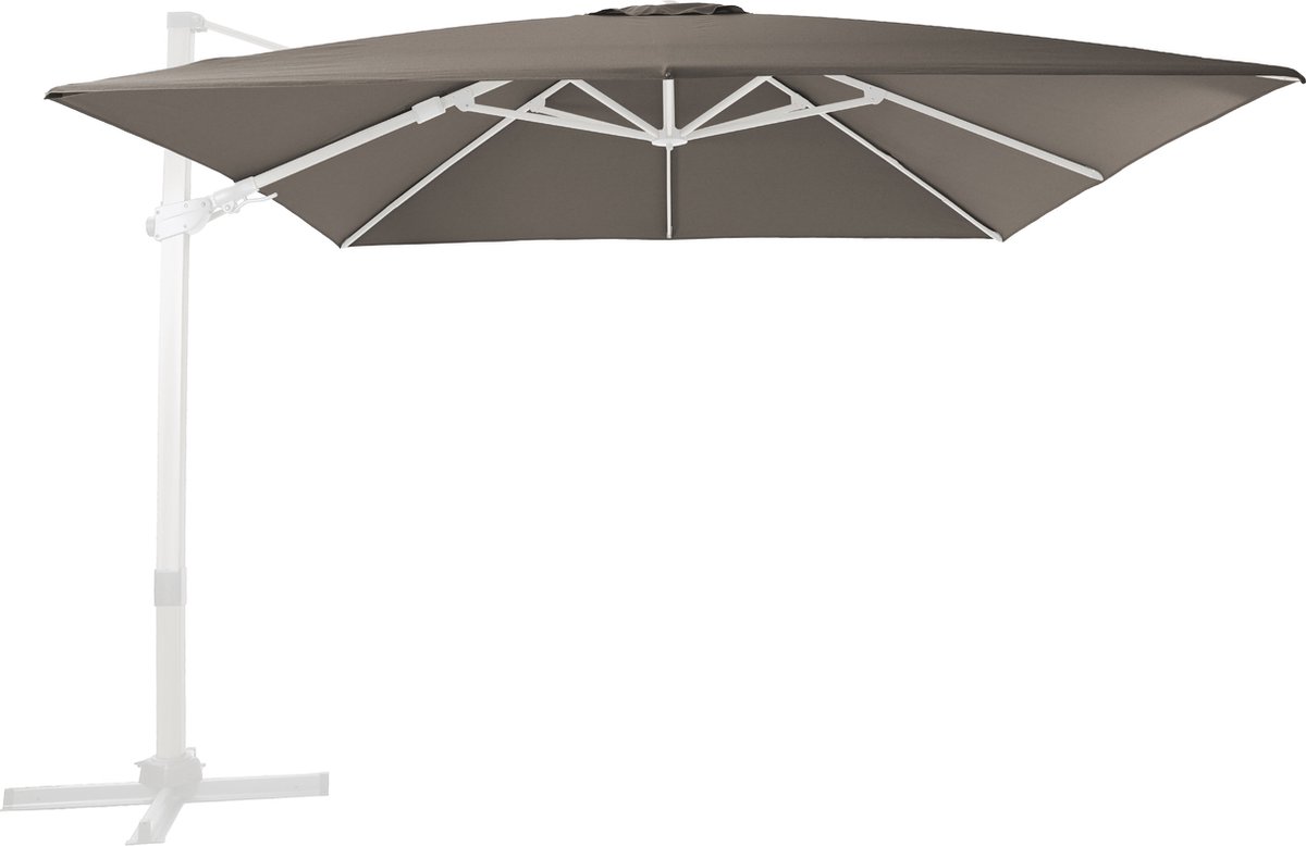 AXI Apollo Premium Zweefparasol 300x300 cm Wit/taupe - Gepoedercoat aluminium frame met kruisvoet - 360° Draaibaar - Kantelbaar - UV werend doek (8720365063503)