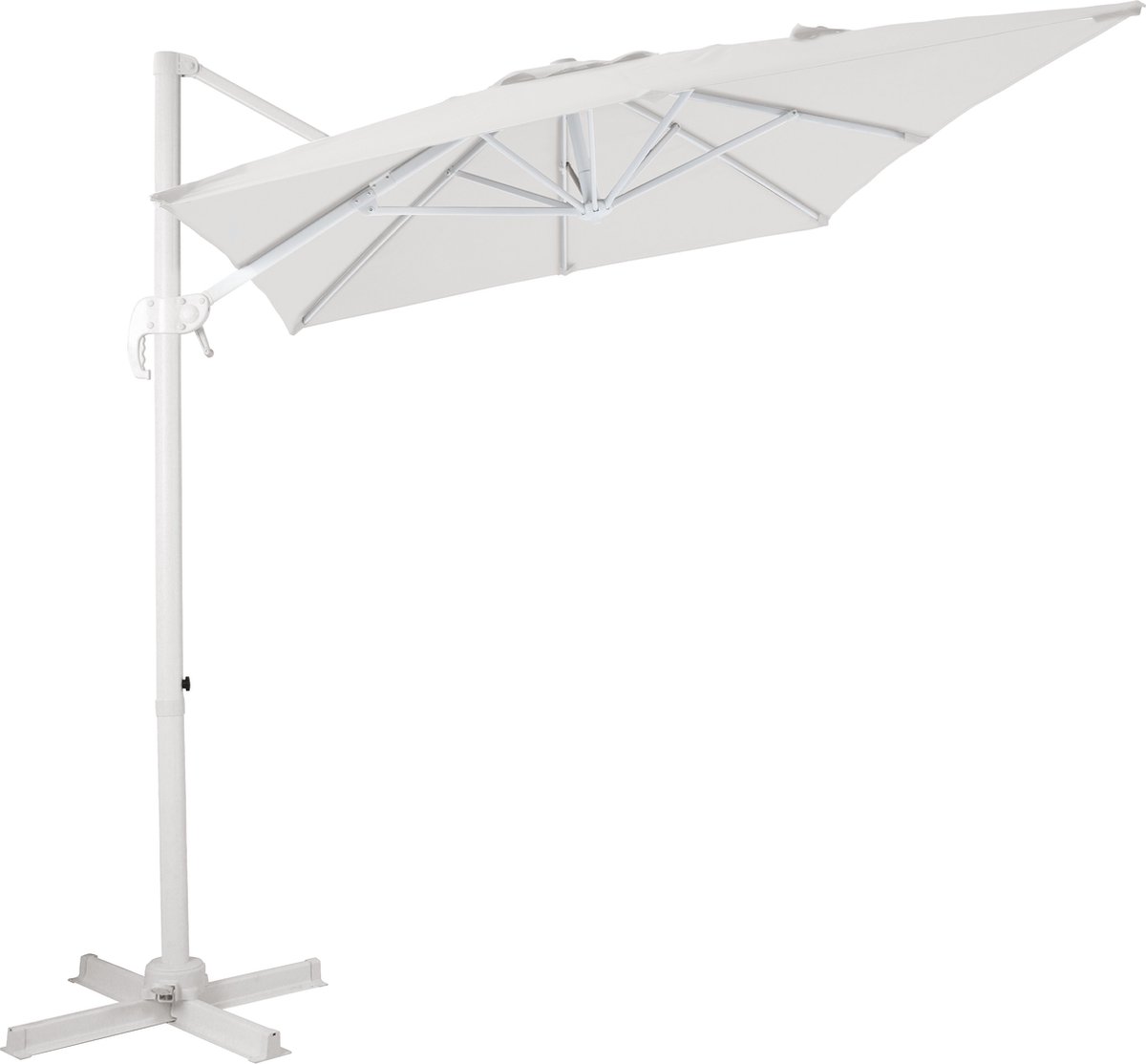 AXI Coco Zweefparasol 200x300 cm Wit/Beige - Gepoedercoat aluminium frame met kruisvoet - 360° Draaibaar - Kantelbaar - UV werend doek (8720365063367)