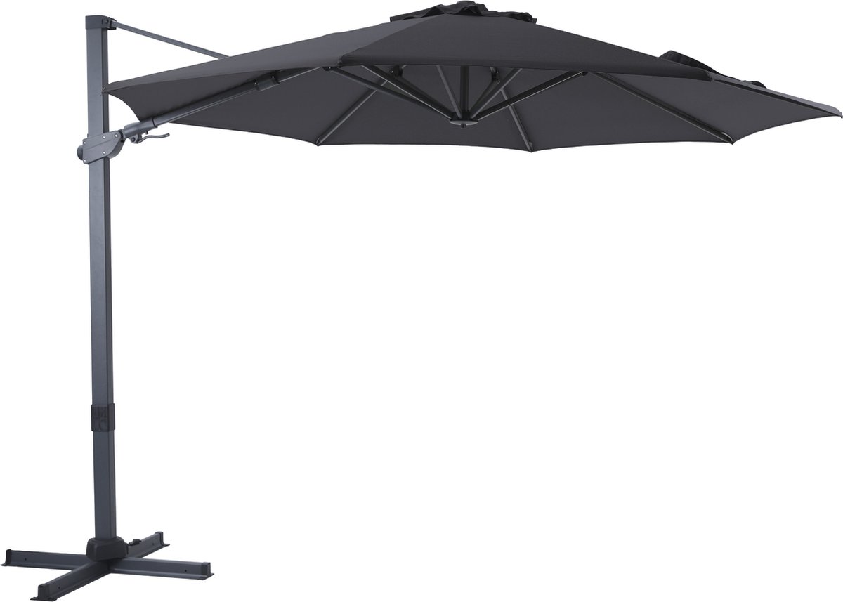 AXI Cyrus Premium Zweefparasol ⌀ 300cm Antraciet/grijs - Gepoedercoat aluminium frame met kruisvoet - 360° Draaibaar - Kantelbaar - UV werend doek (8720365063619)