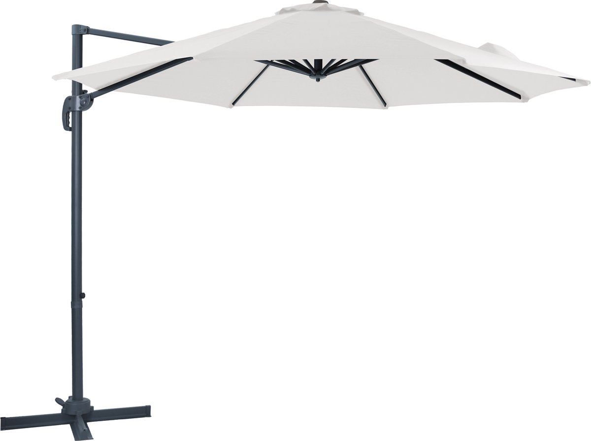 AXI Marisol Zweefparasol ⌀ 300cm Antraciet/beige - Gepoedercoat aluminium frame met kruisvoet - 360° Draaibaar - Kantelbaar - UV werend doek (8720365063398)