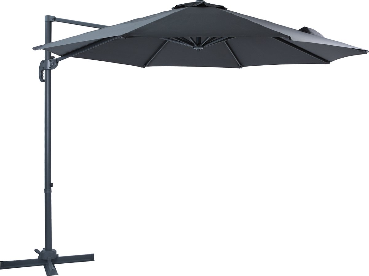 AXI Marisol Zweefparasol ⌀ 300cm Antraciet/grijs - Gepoedercoat aluminium frame met kruisvoet - 360° Draaibaar - Kantelbaar - UV werend doek (8720365063374)