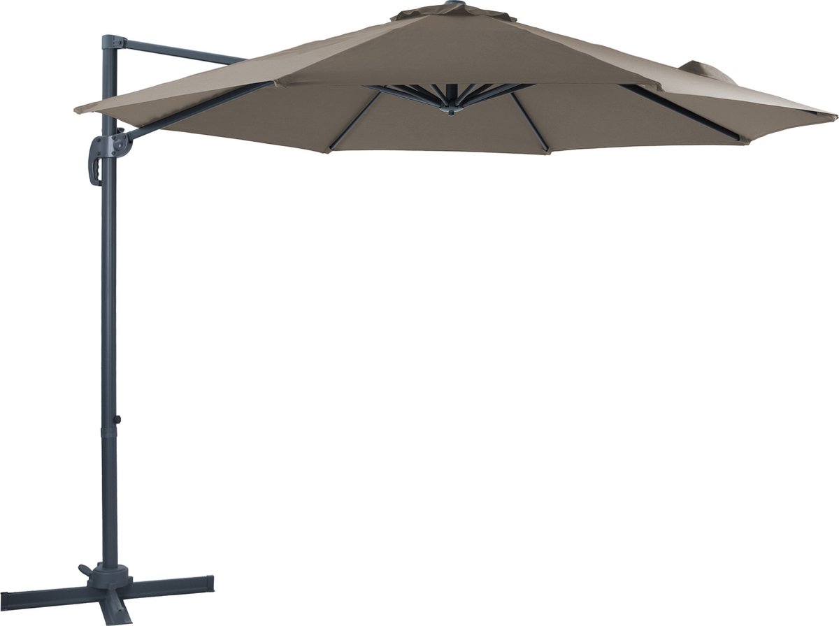 AXI Marisol Zweefparasol ⌀ 300cm Antraciet/taupe - Gepoedercoat aluminium frame met kruisvoet - 360° Draaibaar - Kantelbaar - UV werend doek (8720365063381)