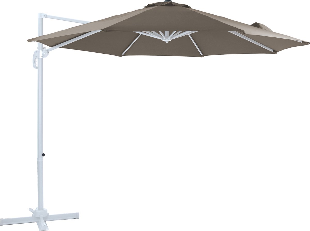 AXI Marisol Zweefparasol ⌀ 300cm Wit/taupe - Gepoedercoat aluminium frame met kruisvoet - 360° Draaibaar - Kantelbaar - UV werend doek (8720365063411)