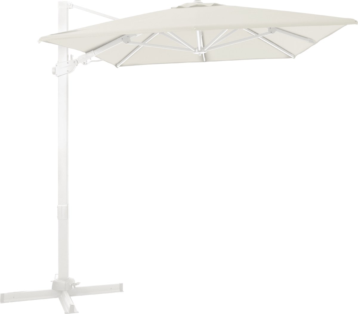 AXI Milad Premium Zweefparasol 200x300 cm Wit/Beige - Gepoedercoat aluminium frame met kruisvoet - 360° Draaibaar - Kantelbaar - UV werend doek (8720365063602)