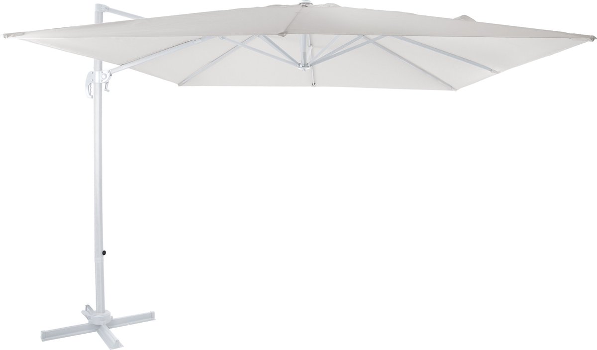 AXI Nima Zweefparasol 300x300 cm Wit/Beige - Gepoedercoat aluminium frame met kruisvoet - 360° Draaibaar - Kantelbaar - UV werend doek (8720365063275)