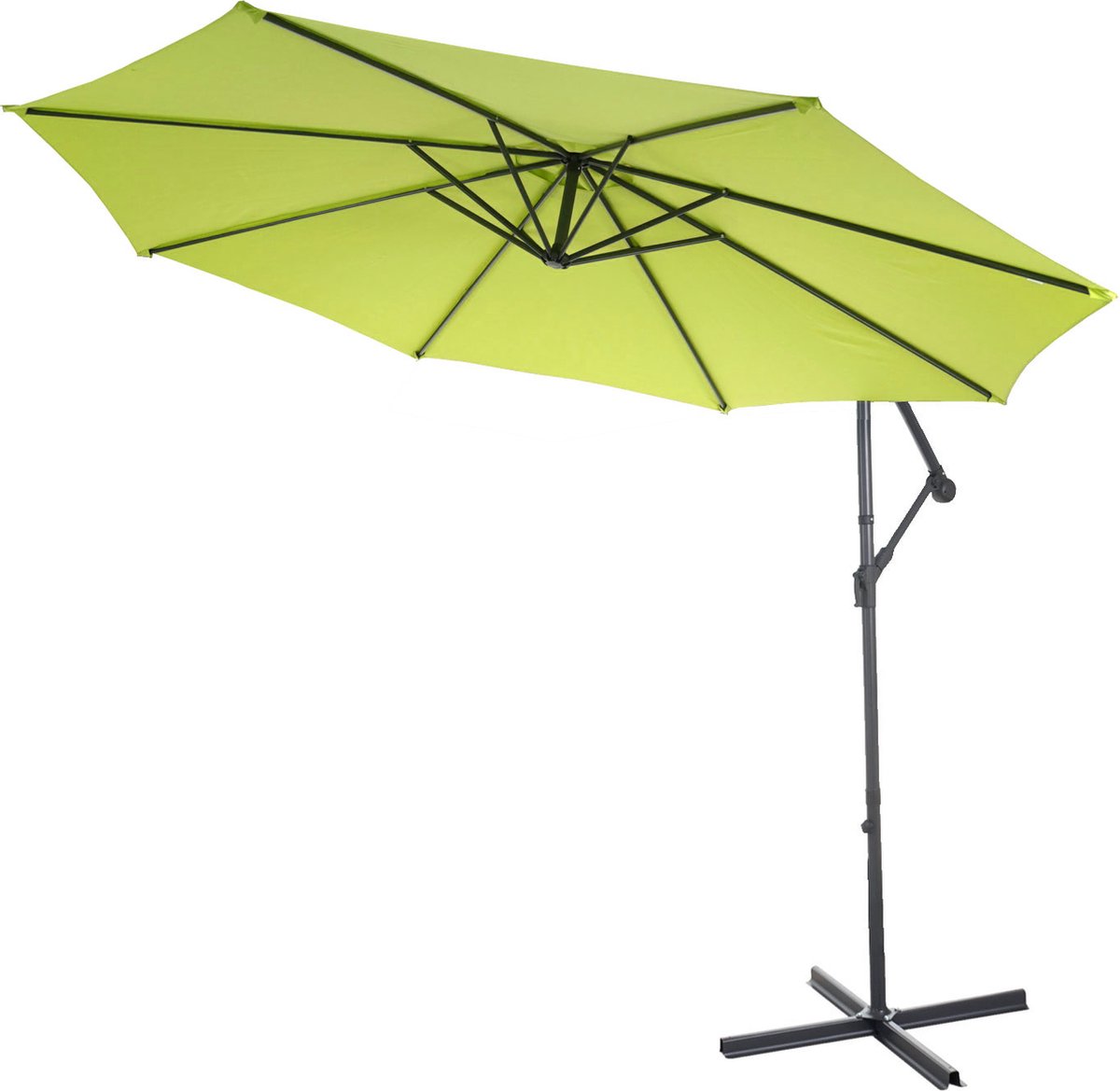 Acerra zweefparasol, parasol, ⌀ 3m kantelbaar, polyester/staal 11kg ~ green-lemon met voet (4057651165622)