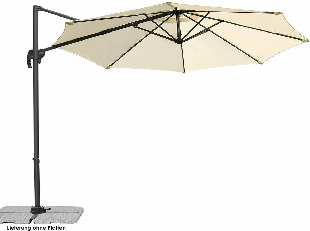 B.O.S. Zweefparasol - Parasol - Beige - ⌀ 3M - 2,4M Hoog - Tuin - Patio - 360 Graden Draaien - 6 Standen (6151234343365)