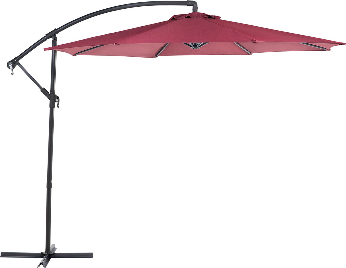 Beliani RAVENNA - Zweefparasol - Rood - Kunststof (4260602371090)