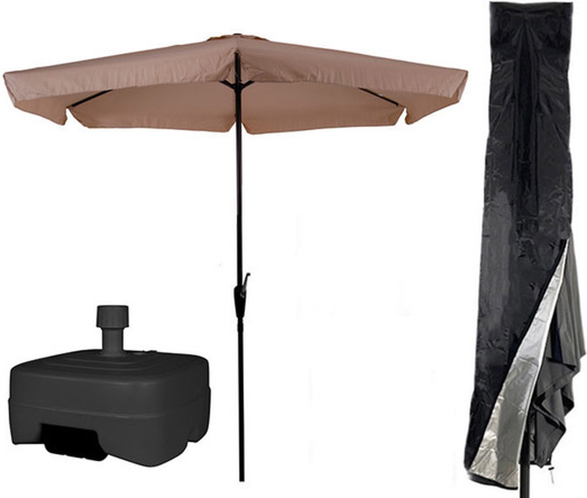 CUHOC Beige / Ecru Parasol - Parasolhoes - Extra Zware Vulbare Verrijdbare Parasolvoet - parasol met voet, parasol met hoes en voet, stokparasol met hoes en voet (8720574442830)