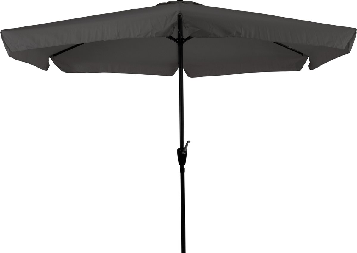 CUHOC Parasol met Volanten - Grijze Parasol - Parasol Stokparasol - 3m Parasol - Parasol met Molen - 6 Hoekige Parasol - Makkelijk in te draaien Parasol (8720195859796)