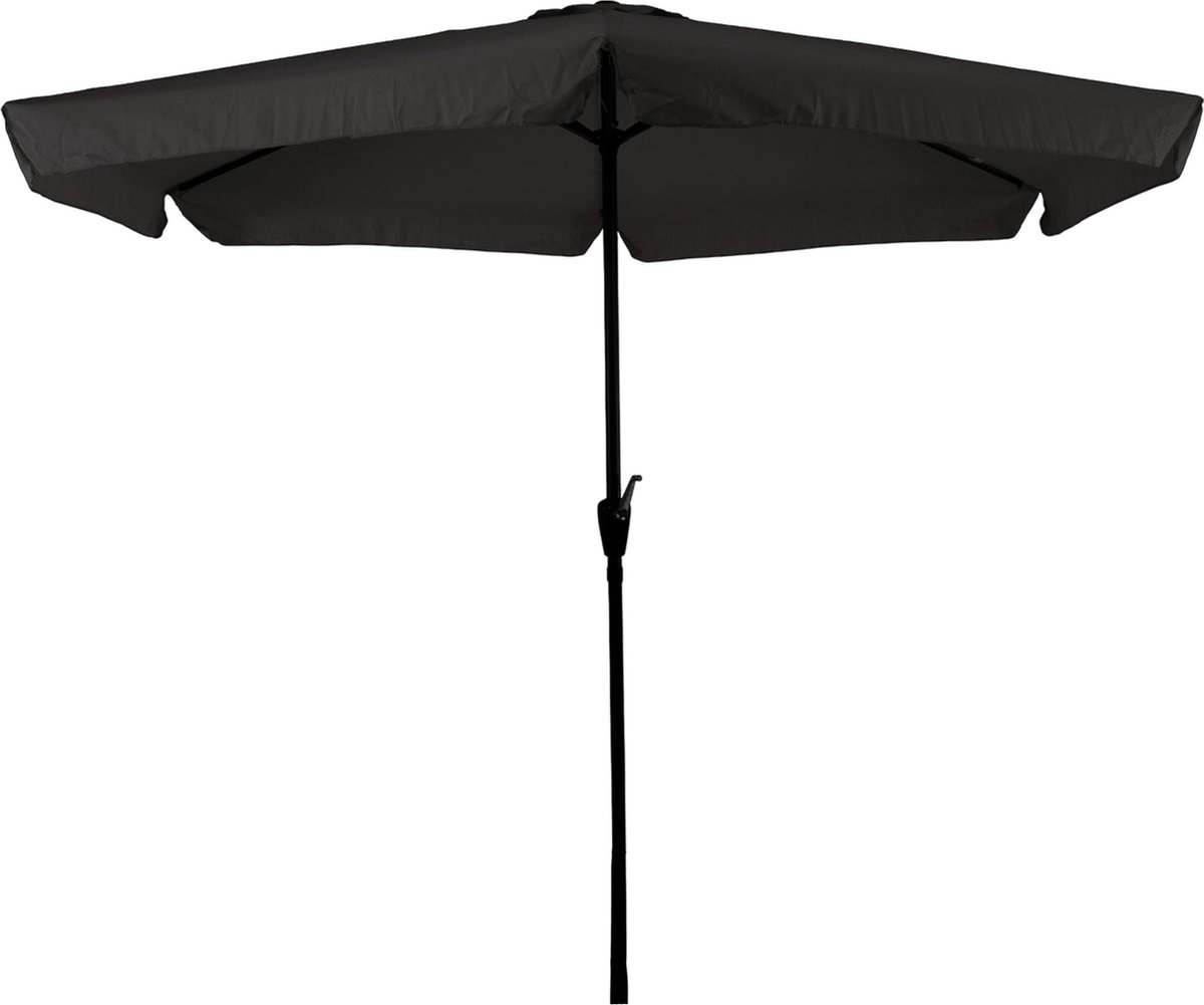 CUHOC Parasol met Volanten - Zwarte Parasol - Parasol Stokparasol - 3m Parasol - Parasol met Molen - 6 Hoekige Parasol - Makkelijk in te draaien Parasol (8720574448337)