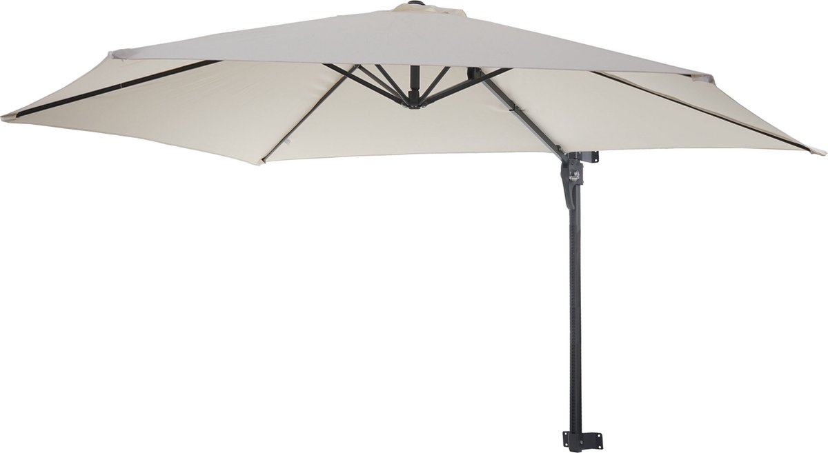 Casoria muurparasol, zweefparasol, 3m kantelbaar, polyester aluminium/staal 9kg ~ crème (4057651103822)