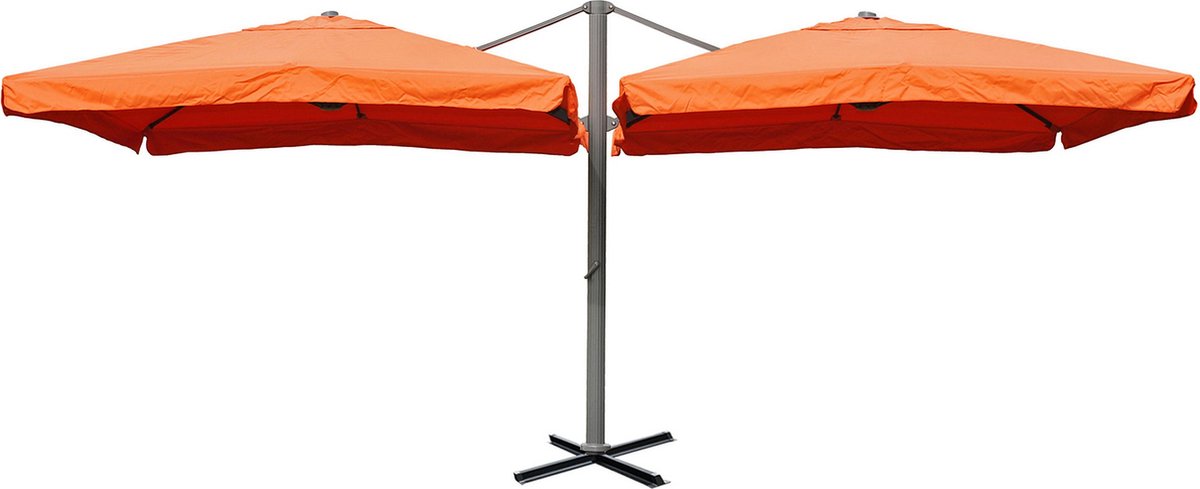 Cosmo Casa Aluminium luxe dubbele zweefparasol - Met het effect van een pergola zonnescherm - 6.2x3m polyester 50kg - Terracotta (7595981083294)