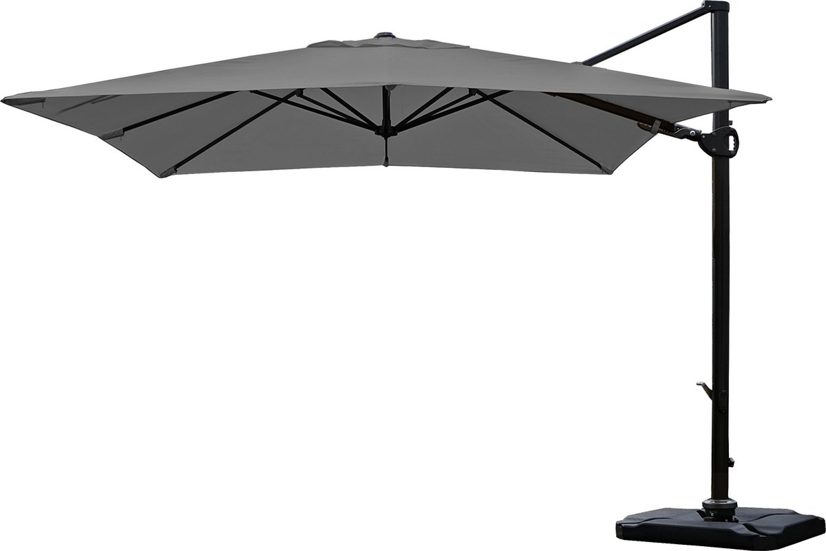 Cosmo Casa Catering Zweefparasol - Draaibaar - Polyester/Aluminium - 31kg - Antraciet - 3x3m (⌀4.24m) - Met Standaar (7595981085083)