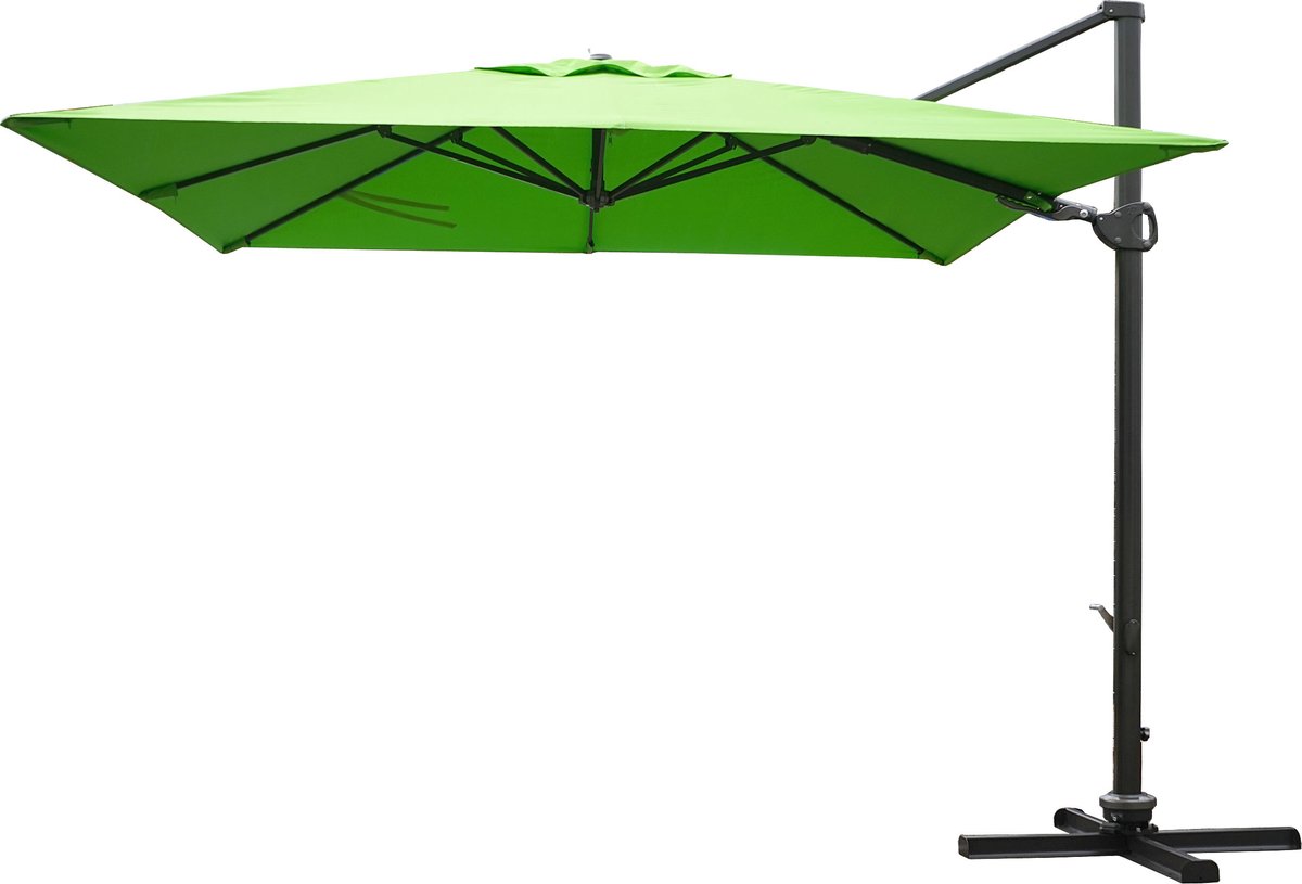 Cosmo Casa Catering Zweefparasol - Draaibaar - Polyester/Aluminium - 31kg - Groen - 3x3m (⌀4,24m) - Zonder Standaard (7595981085038)