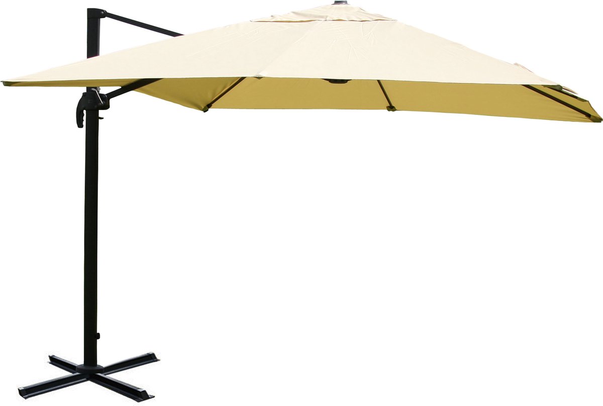 Cosmo Casa Catering Zweefparasol - Polyester/Aluminium - 25kg - Crème - Zonder Standaard - Draaibaar - 3.5x3.5m (⌀4.95m) (7595981084079)