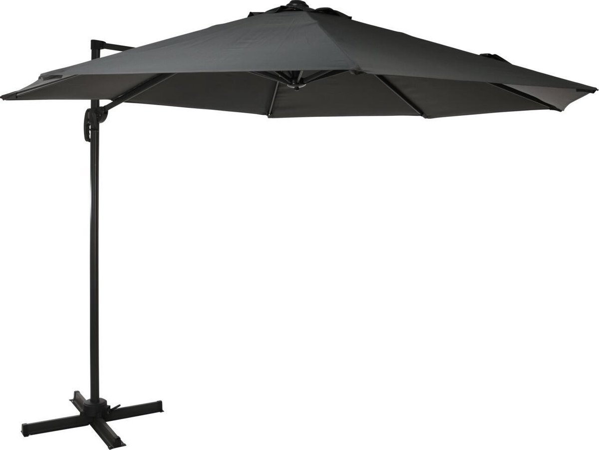 Draaibare Zweefparasol Roma 300 cm met kruisvoet - Licht Grijs (6013918559557)