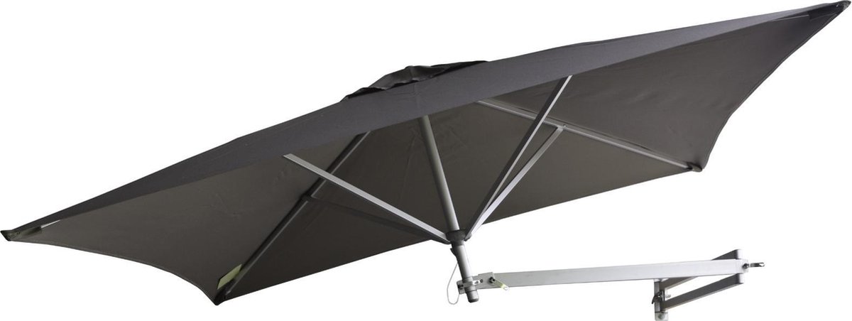 Easysol - Muurparasol Vierkant - 200x200cm - Grijs - Wandparasol - Parasol muurbevestiging - Muurparasols - Wandparasol (5400943015744)