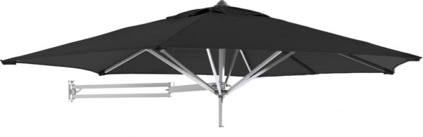 Easysol Muurparasol - Wandparasol Hexagonaal/ Rond - Wandparasol - Parasol muurbevestiging - Muurparasols - 250 cm diameter - Zwart (5400943028065)