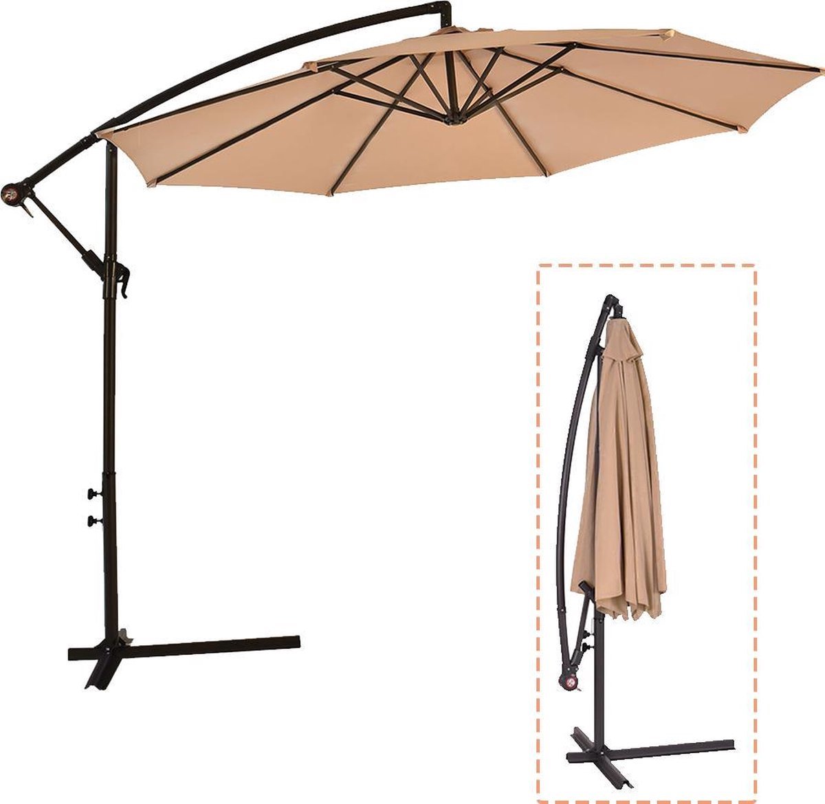 FDW HU-D1083-Tan Zweefparasol - 304.8 cm - Tan (8718924136690)