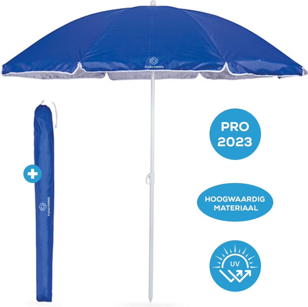 Fleau Goods Strandparasol - Parasol Strand / Tuin - Diameter 180 cm - Verstelbaar - UV Bescherming - Stokparasol - Tuinparasol - Met Draagtas (8720648892875)