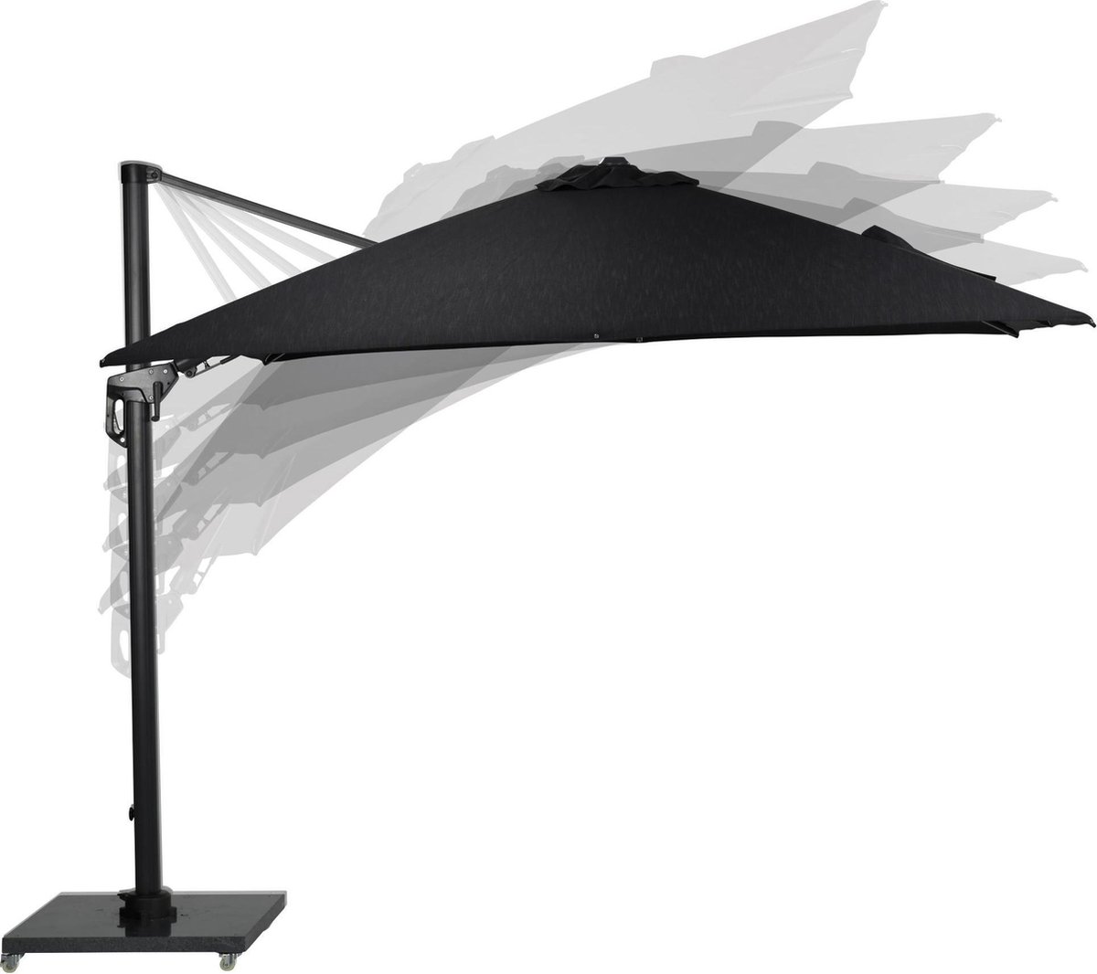 Garden Impressions Hawaii Deluxe zweefparasol - 300 x 300 - carbon black/ zwart (8713002116601)