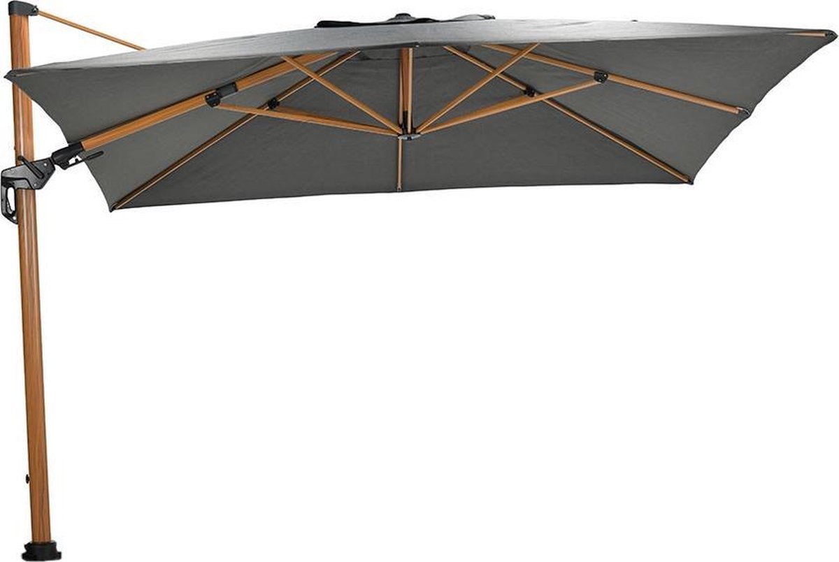 Garden Impressions Zweefparasol Hawaii Deluxe 300x300 - teak look / donker grijs (8713002116908)