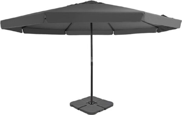 Grote parasol Antraciet met stevige afneembare voet - te vullen met water of zand voor stevigheid | Watervast - UV bestendig - Kleurvast | Zweefparasol| Stabiel - 385 cm hoog | Tuin decoratie - Parasol - Zonparasol - Tuinparasol (6097203655643)