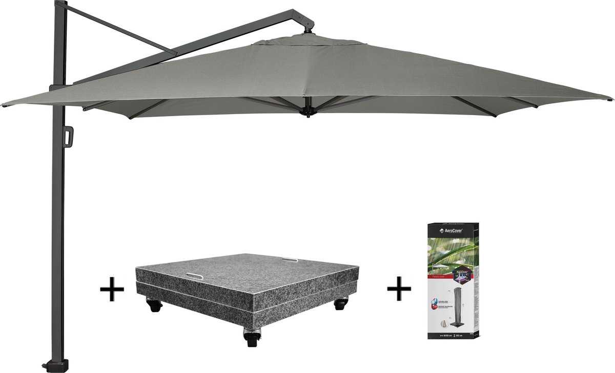 Icon zweefparasol 350x350 cm manhattan met 150 KG voet en hoes (8720848329874)