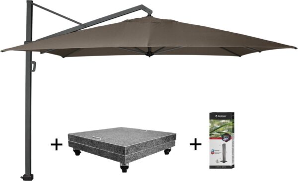 Icon zweefparasol 400x300 cm havanna met 150 KG voet en hoes (8720848329867)