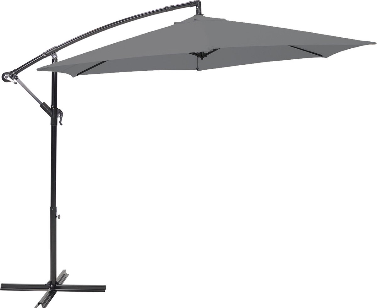 Infinity Goods Zweefparasol - 300CM - Incl. Kruisvoet - Waterdicht - Verstelbare Hoogte - Antraciet (8721022430560)