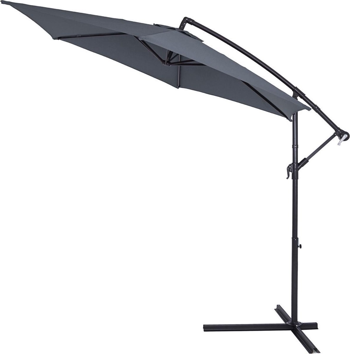 Kingsleeve Zweefparasol - Kantelbaar Handslinger - ⌀330cm Antraciet (4250525320589)